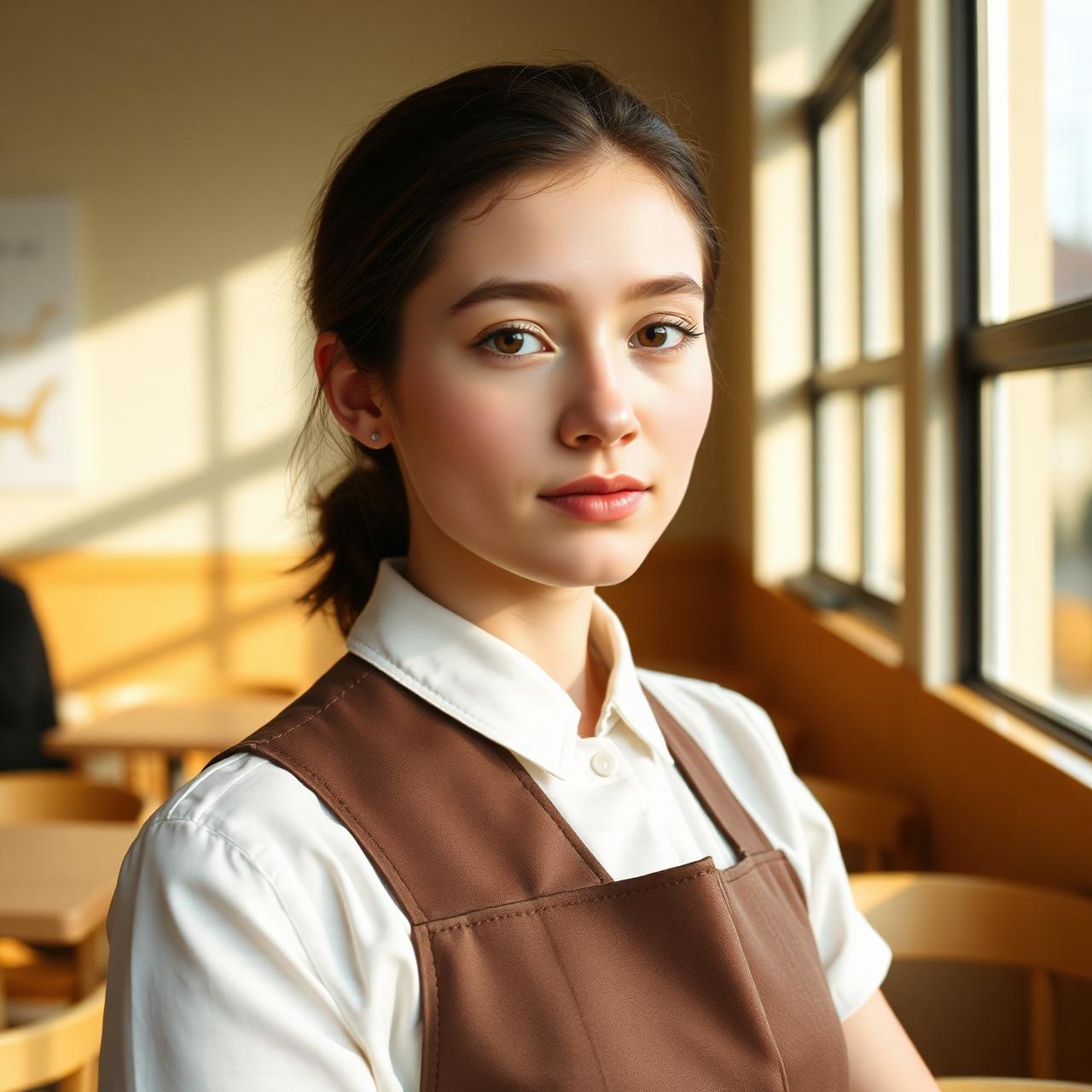 Hospitality professional in a warm Scandinavian café
